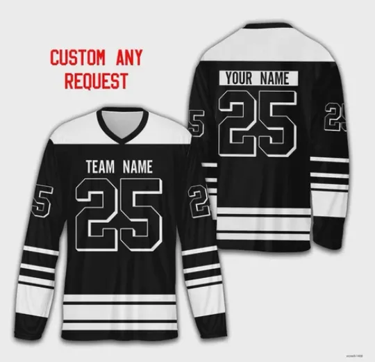 Discover Personalized Name Number Ice Hockey Shirt Black And White Lovers Hockey Fans