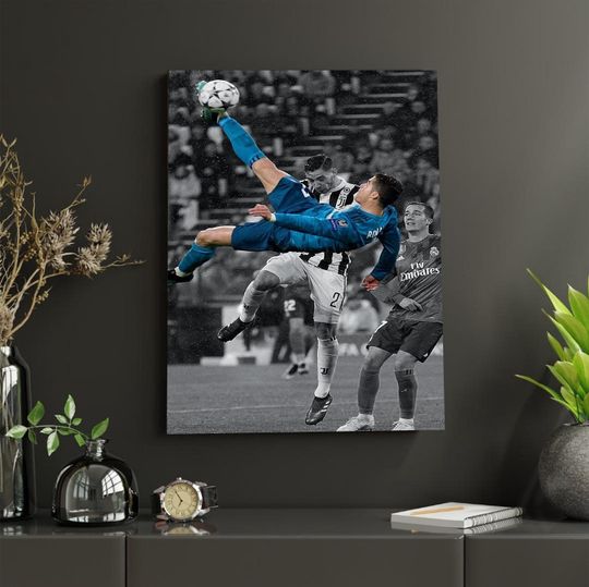 Cristiano Ronaldo Bicycle Kick Poster | World Cup 2026 Football Wall Art | CR7 Iconic Goal Soccer Decor Gift