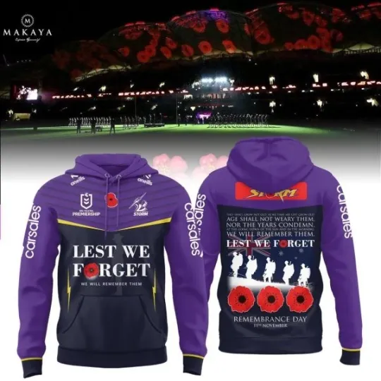 Melbourne Storm Lest We Forget 2025 Remembrance Day Hoodie 3D