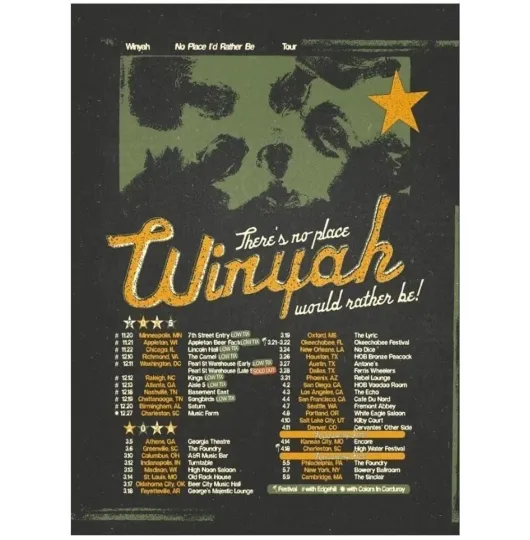 Discover Winyah No Place Id Rather Be Tour Concert Poster 2025 - 2026