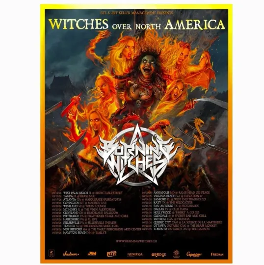 Discover BURNING WITCHES Witches Over North America 2026 Tour Poster