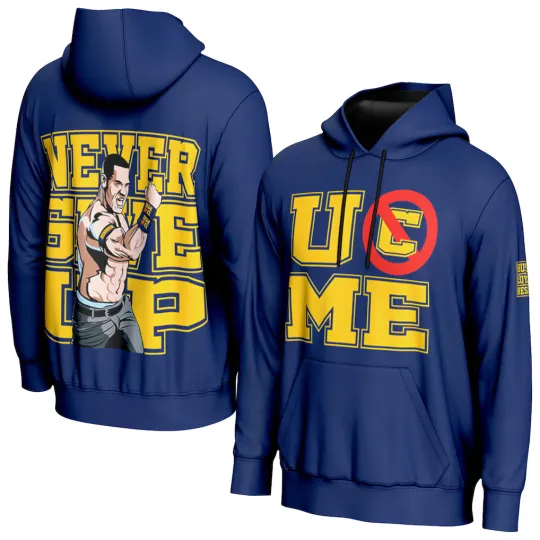 Discover J@hn Cena Retro 3D Graphic Hoodie Navy Wrestling Fan