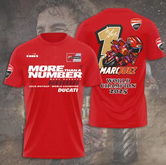Discover Marc Marquez 2025 World Champion 3D Unisex T-Shirt