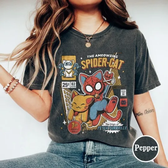 Discover Disney Vintage Spider Cat Pepper Comfort Colors T-shirt