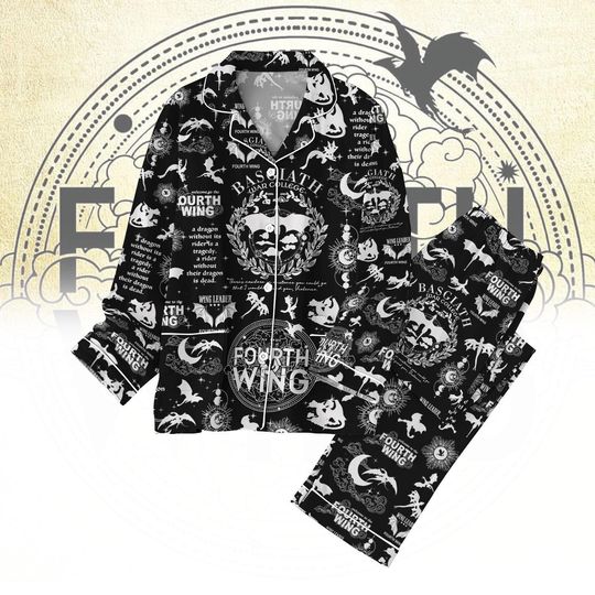 Fourth Wing Pajamas Set, Basgiath War College Pajamas Set, Dragon Rider Sleepwear, Fourth Wing Book Gift, Gifts For Readers