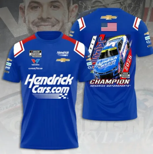 Kyle Larson 2025 NASCAR Cup Series Champion 3D AOP T-Shirt