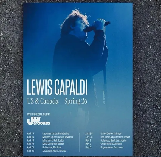 Discover Lewis Capaldi 2026 North American Tour Poster