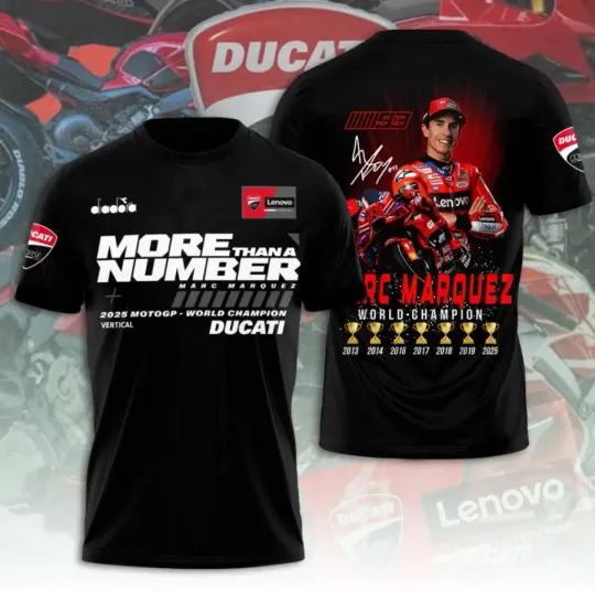 Discover Marc Marquez 2025 Motogp World Champion 3D Printed T-Shirt