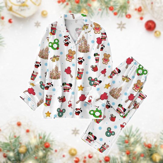 Discover Mickey Disney Christmas Pajamas Set, Mickey Cookie Xmas Holiday Pjs, Gingerbread Family Sleepwear Set, Magic Kingdom Christmas Loungewe