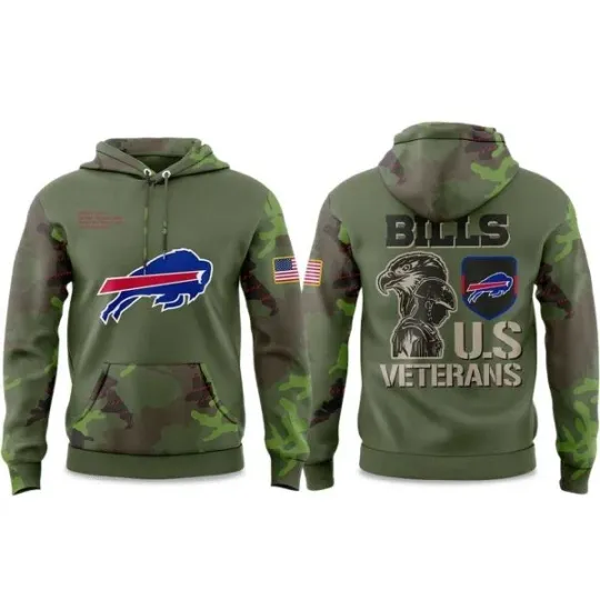 Discover Buffalo Football Team Military Appreciation Legend 2025 Fan Hoodie 3D