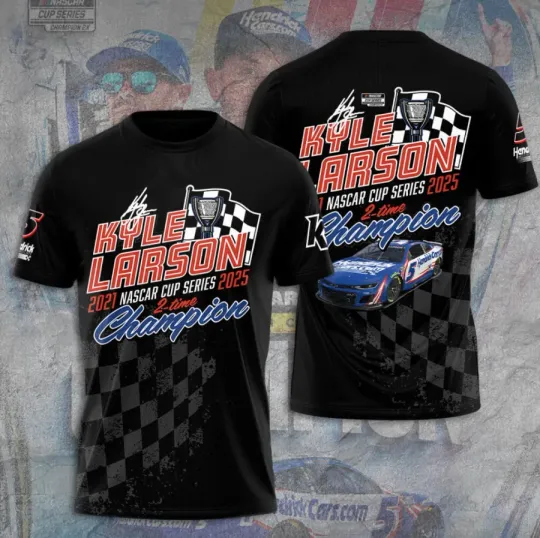 Kyle Larson 2025 Nascar Cup Series Champion 3D Printed T-Shirt