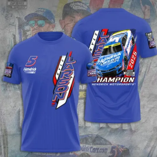 Kyle Larson 2025 NASCAR Cup Series Champion 3D T-Shirt
