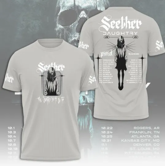 Discover Seether The Surface Seems So Far Tour 2025 3D Printed T-Shirt