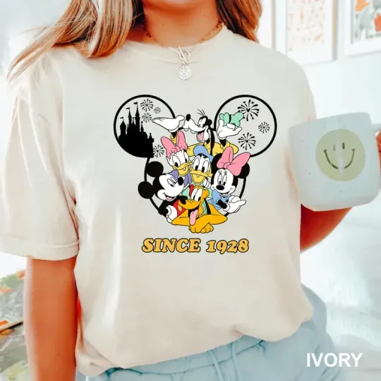 Discover Disney Mickey And Friends Graphic Since 1928 Ivory Comfort Colors T-shirt
