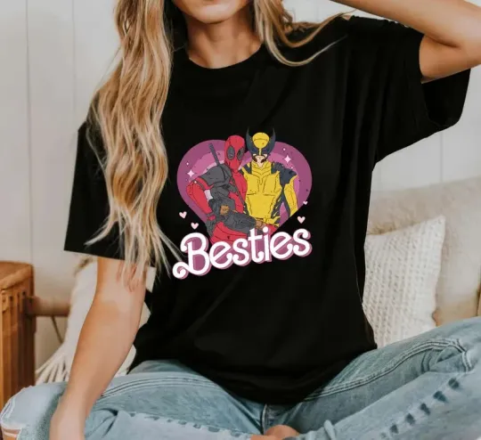 Discover Disney Marvel Deadpool Wolverine Besties Heart Black Comfort Colors T-shirt