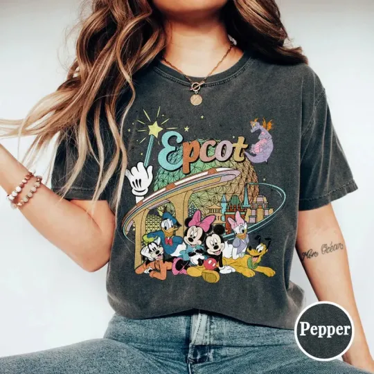 Discover Disney Mickey And Friends Epcot Center Figment Pepper Comfort Colors T-shirt