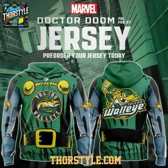 Toledo Walleye Marvel Villain Doctor Dooom 2025 Christmas 3D Hoodie