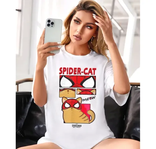 Discover Disney Marvel Spider-Cat Miles Morales White Comfort Colors T-shirt