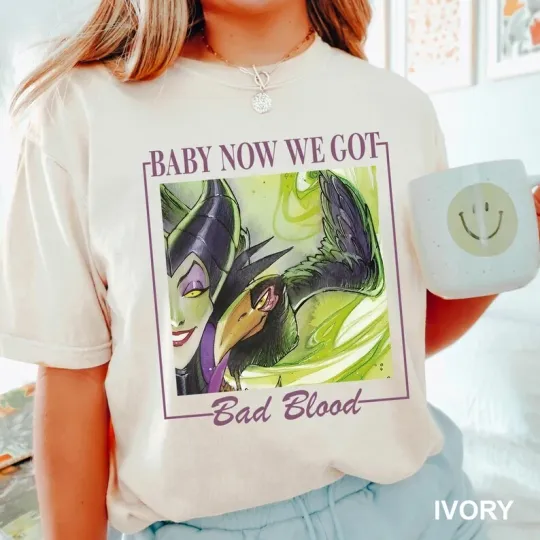 Discover Disney Maleficent Baby Now We Got Bad Blood Ivory Comfort Colors T-shirt