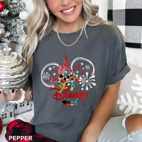 Discover Disney Mickey Mouse Magic 2026 Family Trip Pepper Comfort Colors T-shirt