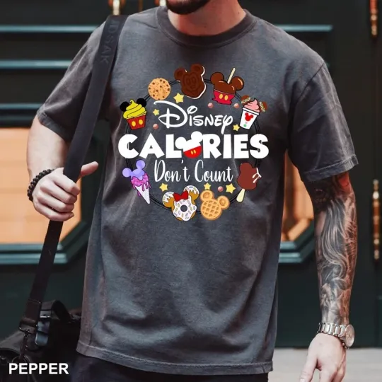 Discover Disney Mickey Mouse Calories Don't Count Pepper Comfort Colors T-shirt