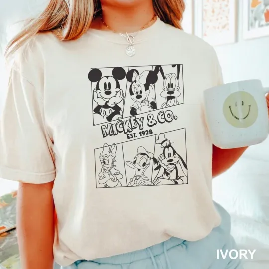 Discover Disney Mickey & Co. 1928 Character Graphics Ivory Comfort Colors T-shirt