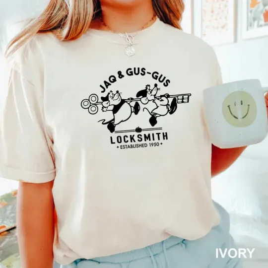 Discover Disney Cinde Jaq And Gus Gus Locksmith Ivory Comfort Colors T-shirt