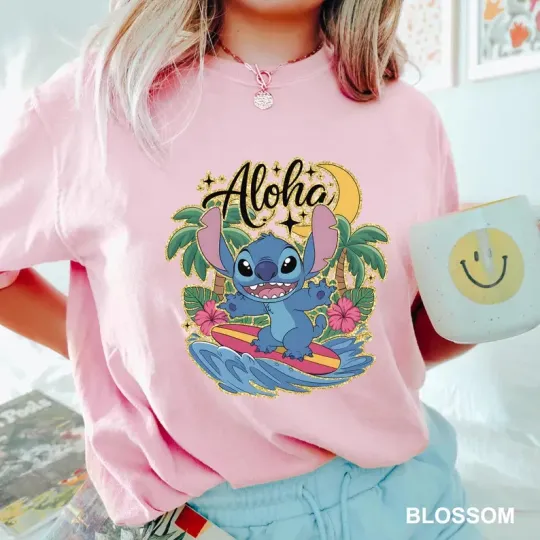 Discover Disney Lilo And Stitch Aloha Summer Time Blossom Comfort Colors T-shirt