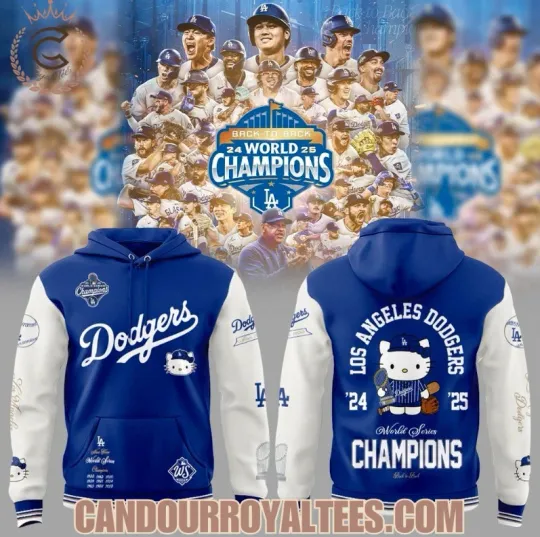 Discover Los Angeles Dodger X Kitty 2025 World Series Champions 3D Hoodie
