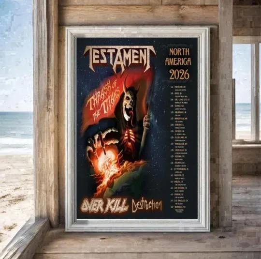 Discover Testament Thrash Of The Titans North America 2026 Tour Schedule Poster