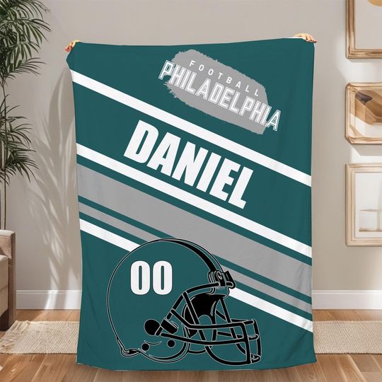 Discover Custom Football Blanket with Name and Number, Custom Name Blanket, Football Blanket, Sports Blanket, Team Gift, Gift for him, Football Gift