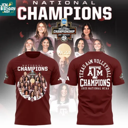 Discover TEXAS TEAM WOMEN CHAMPIONS VOLLEYBALL 2025, 3D T SHIRT, AOP