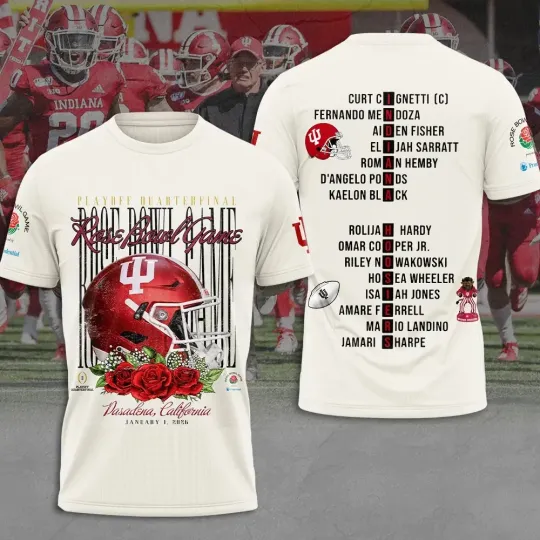 Indiana Football 2026 Rose Bowl 3D Tshirt