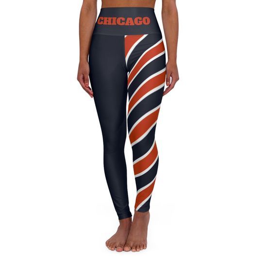 Discover Blue and Orange striped leggings, cute yoga pants, sports fan leggings, Chicago Football Themed Leggings, Gift for Her, Christmas Gift