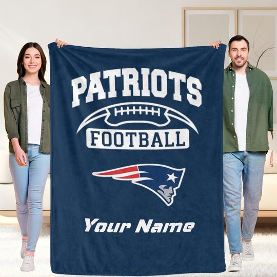 Personalized New England Patriots Blanket,Custom Name Cozy Football Lover Gift,Sports Fan Gift