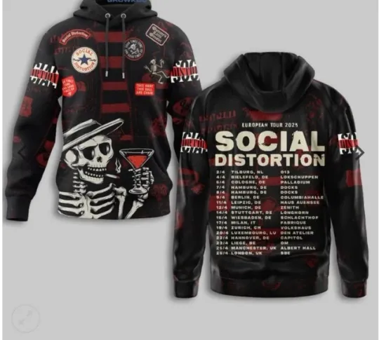 Discover Social Distortion 2025 Celebrating Hoodie All over print