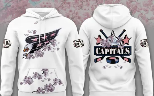 Discover Capitals 50th Anniversary Cherry Blossom White Hoodie
