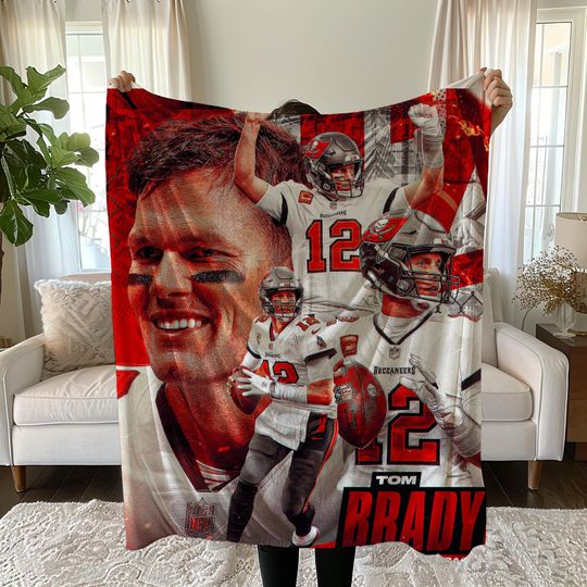 Discover Tom Brady Blanket, Football Fan Art Throw, Athlete Sports Blanket, Brady Fan Gift, Celebrity Cozy Blanket, Football Icon Throw