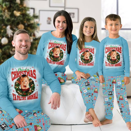 Discover Home Alone Long Sleeve Pajamas Set, Ya Filthy Animal Christmas Pajamas Family, Movie Matching Pajamas, Xmas Holiday Gift