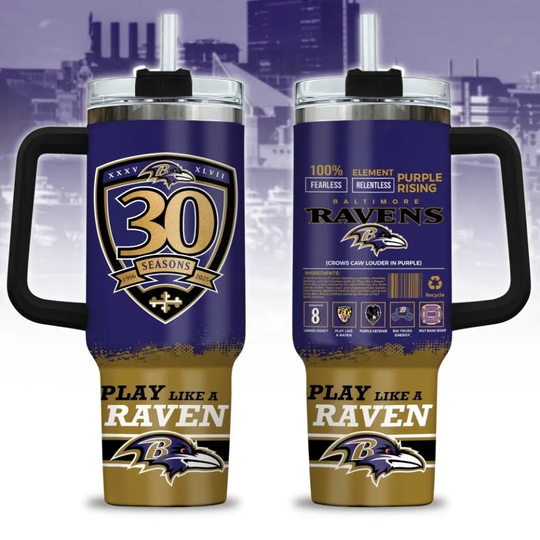 Discover Football Fan Style Purple Black Custom 40oz Tumbler With Handle