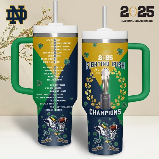 Discover ND Football Custom 40oz Stainless Steel Tumbler With Handle