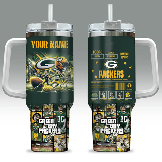 Green Bay Packers Custom Cup 40 oz Tumbler With Handle