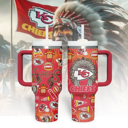 Discover Football Fan Style Red Gold Custom 40oz Tumbler With Handle