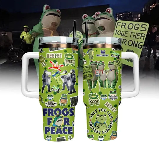 Discover Portland Frog Resist Custom 40oz Tumbler With Handle Stainless Steel Cup