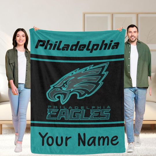 Personalized Philadelphia Football Gift Blanket -Custom Name Sports-Eagles Fan Gift