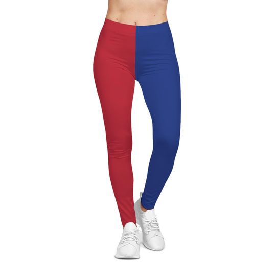 Discover Red and blue Color Block Leggings, buffalo football themed leggings, Casual Yoga Pants, 4th of july leggings, patriotic, women's leggings