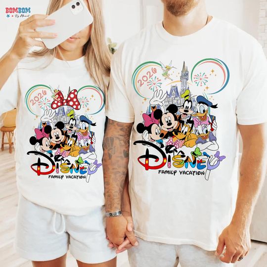 Discover Retro Family Trip 2026 Shirt, Mickey Minni Couple Shirts, Family Disneytrip Shirt, Custom Disneyland Family Vacation Shirt