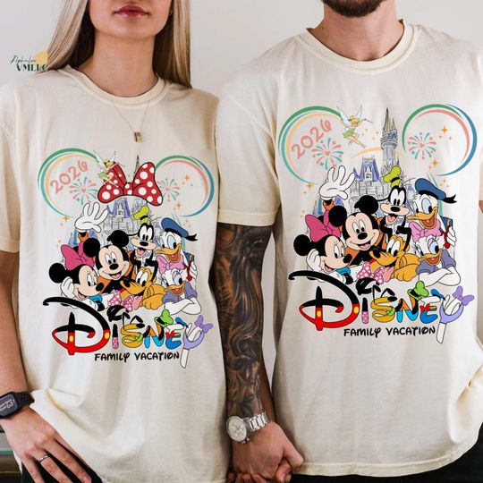 Discover Retro Family Trip 2026 Shirt, Mickey Minni Couple Shirts, Family Disneytrip Shirt, Custom Disneyland Family Vacation Shirt