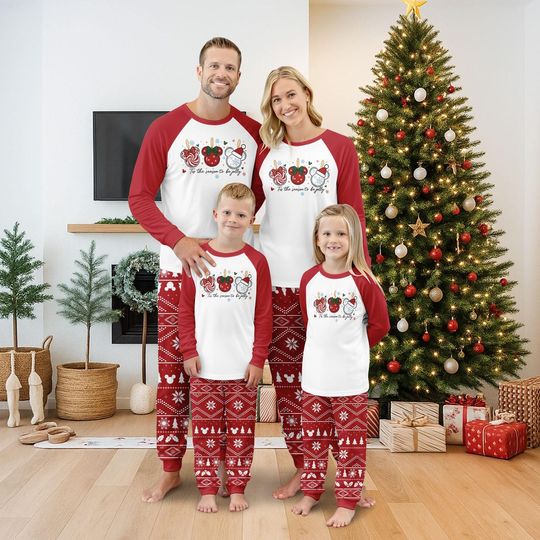 Discover Disney Long Sleeve Pajamas Set, Mickey Christmas Pajamas Family, Stitch Matching Pajamas, Xmas Holiday Gift