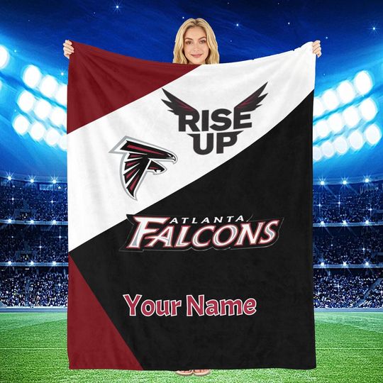 Personalized Name Football Blanket: Custom Atlanta Falcons Flannel Gift for Birthday, Anniversary